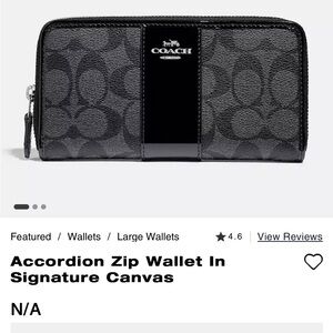 Coach Black Accordion Zip Wallet
